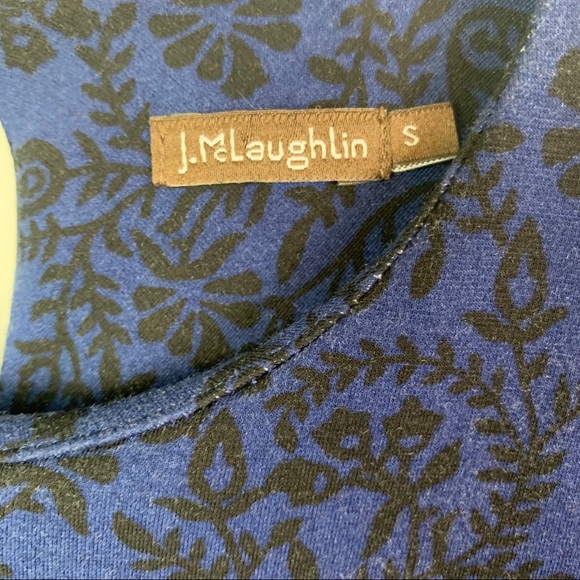 J. McLaughlin blue black floral dress w/ pockets - Picture 4 of 9
